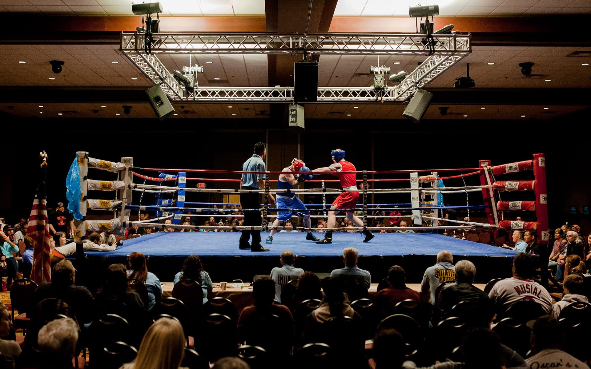 A packed arena for a Golden Gloves tournament